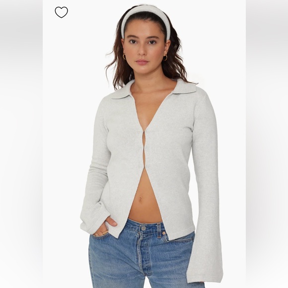 SET Active Jersey Knit Double V Cardigan in Fog, size Small - Picture 2 of 6